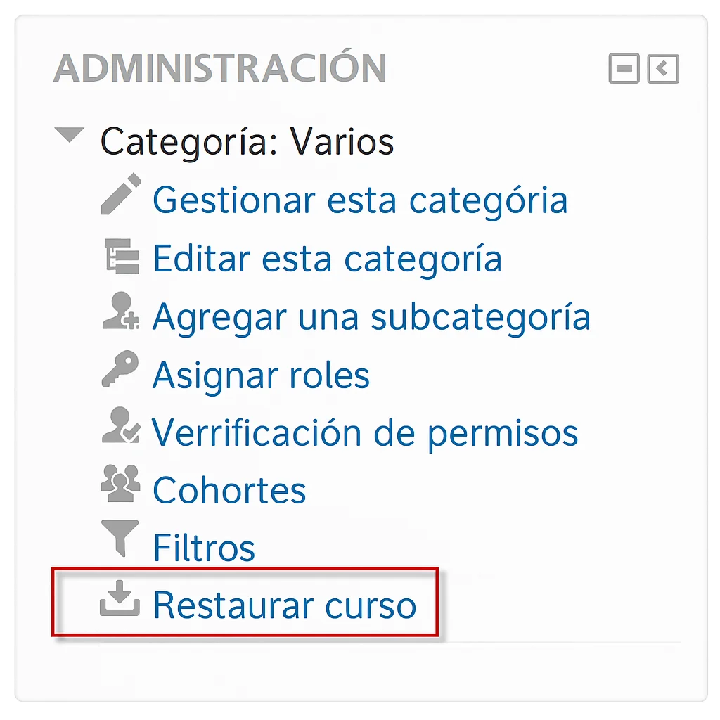 restaurar copia seguridad moodle