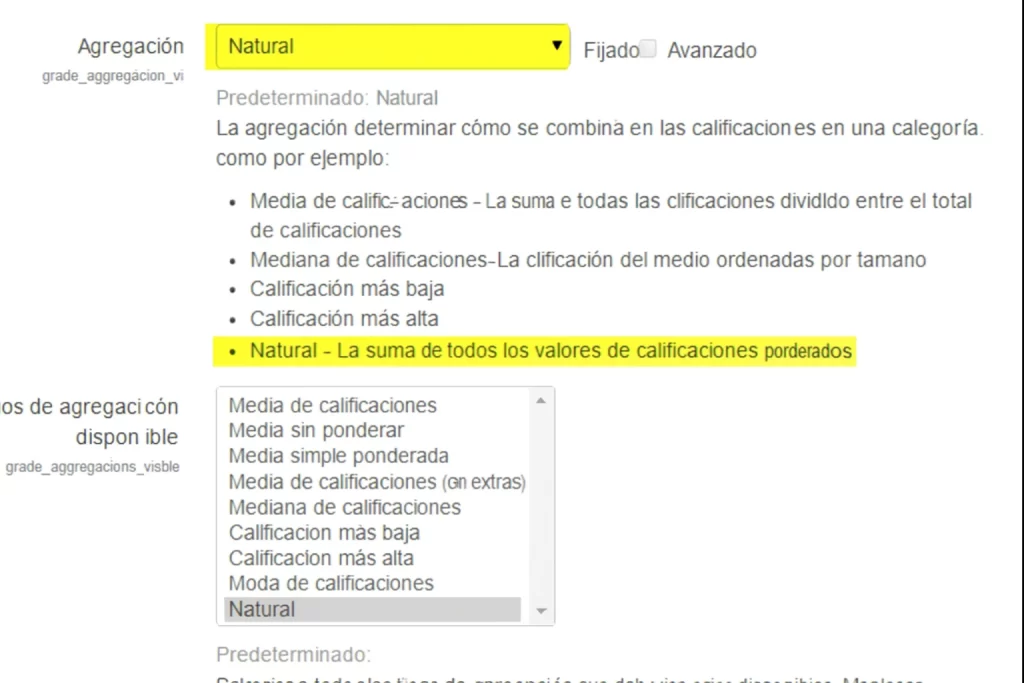 cómo poner notas por categorías