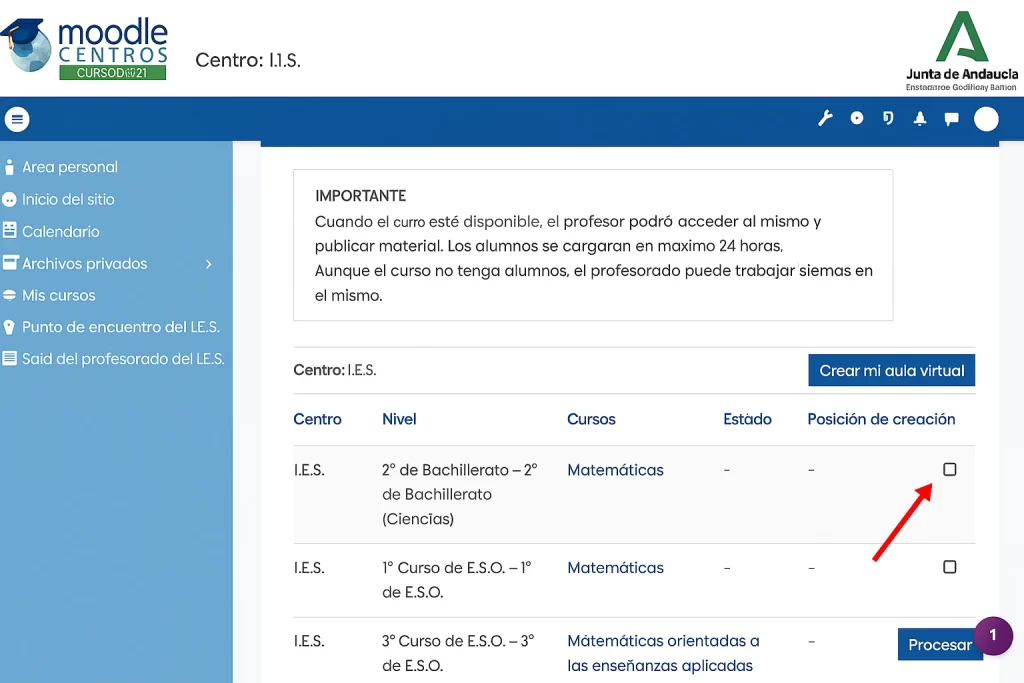 crear grupos en moodle centros